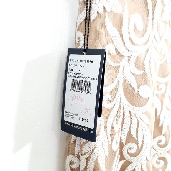 NWT Adrianna Papell Women's Sequin Embroidered Sheath Dress 4 - Picture 8 of 9